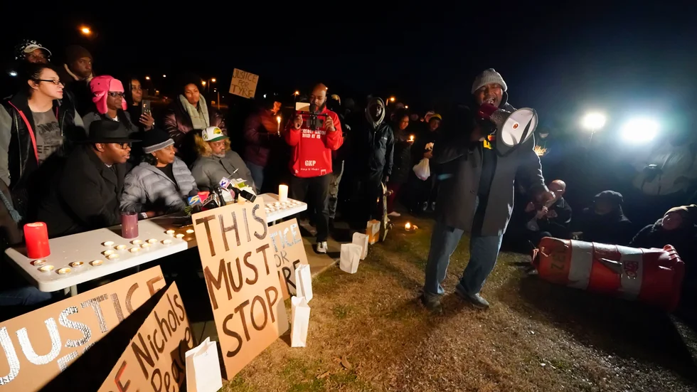 Demonstration i Memphis på torsdagen mot polisvåld efter Tyre Nichols död.