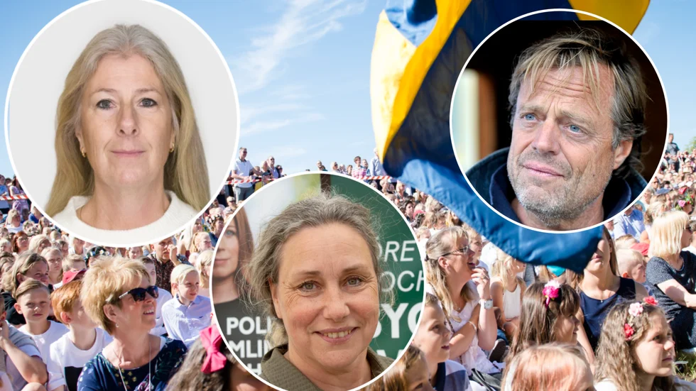 Jessica Johansson (L), Martina Hallström (C) och Jan Bonnier (M) är alla positiva till skolavslutning på Vallarna.