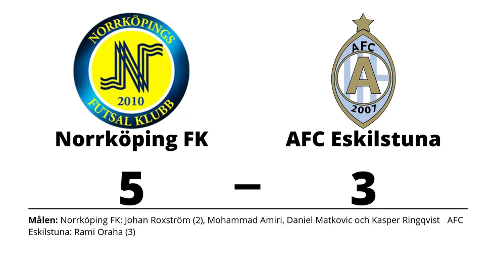 Norrköping Futsal Klubb vann mot Athletic FC Eskilstuna