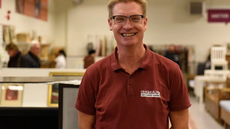 Peter Magnusson är Butikschef på Erikshjälpens Secon Hand i Vimmerby.