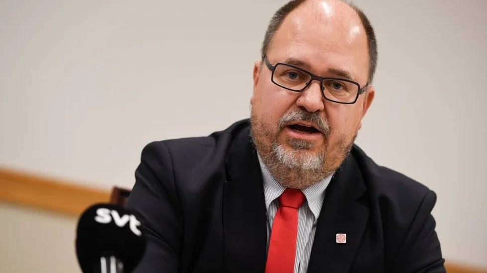 Fackbas. LO:s ordförande Karl-Petter Thorwaldsson vid en pressträff i december.