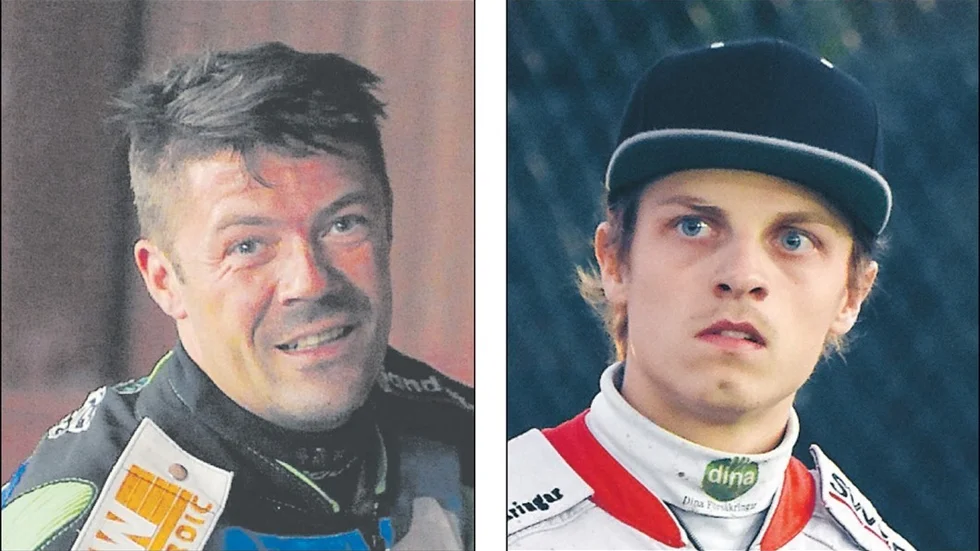 Dackarnas Peter Ljung och Rospiggarnas Jacob Thorssell. Båda nyligen allsvenska segrare med Västervik – ikväll bittra fiender då SM-finalerna drar i gång.