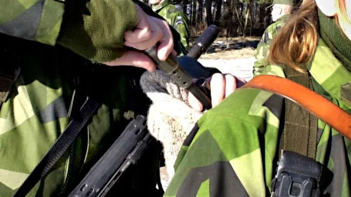 Skada. En soldat fick en klämskada i tummen när hon hanterade en automatkarbin. (Bilden är tagen i ett annat sammanhang).