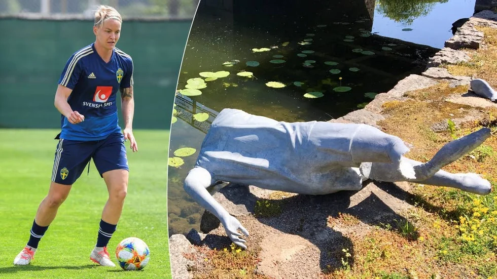 Polisen utreder den sönderslagna Nilla Fischer-statyn.