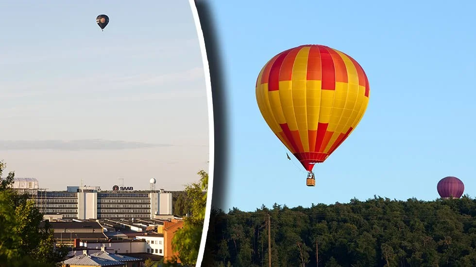 Så här kan det se ut. Till vänster en arkivbild från 2015. Vid 19-tiden på torsdagskvällen flyger ballonger över Linköping.