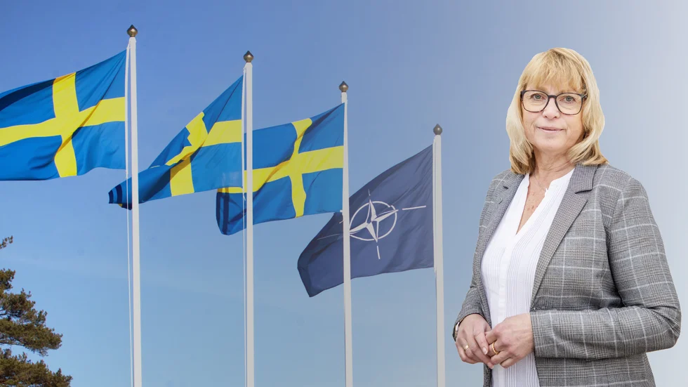 Eva Nypelius (C): "I måndags var en historisk dag då Nato-flaggan hissades på Gotlands regemente P 18. Det var en högtidlig ceremoni och fint att det sker runt om i landet i samband med att svenska flaggan hissades i Bryssel vid Natos högkvarter".