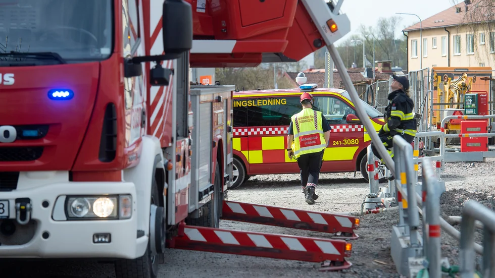 Brand på nybygget på Industrigatan i Högbrunn.