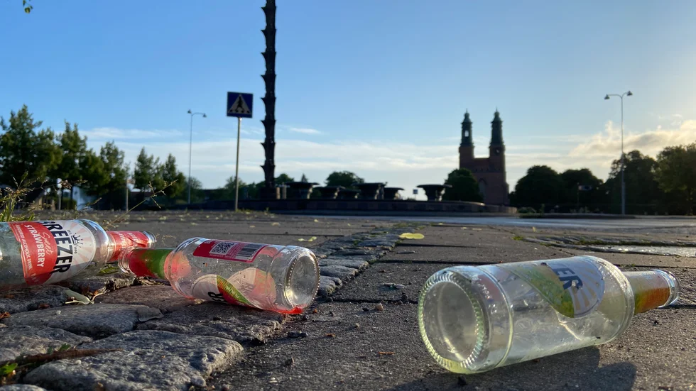 Jo, det finns en del att städa upp i centrum efter den stora studentfesten…