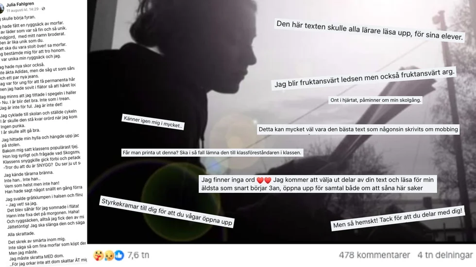Hundratals har kommenterat och tusentals har delat Julia Fahlgrens inlägg. 