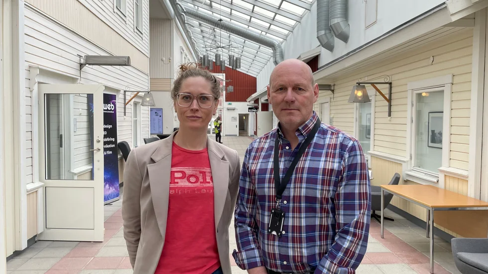 H2 Green Steels Ida-Linn Näzelius, hållbarhetschef, och Thomas Mohlén, säkerhetschef, var på plats under Kvinnojourens utbildning om prostitution och människohandel. 
