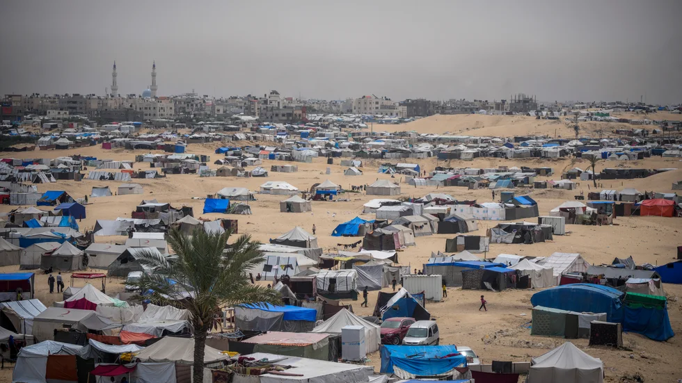 Ett flyktingläger i Rafahregionen i södra Gaza. Bilden är från den 10 maj.