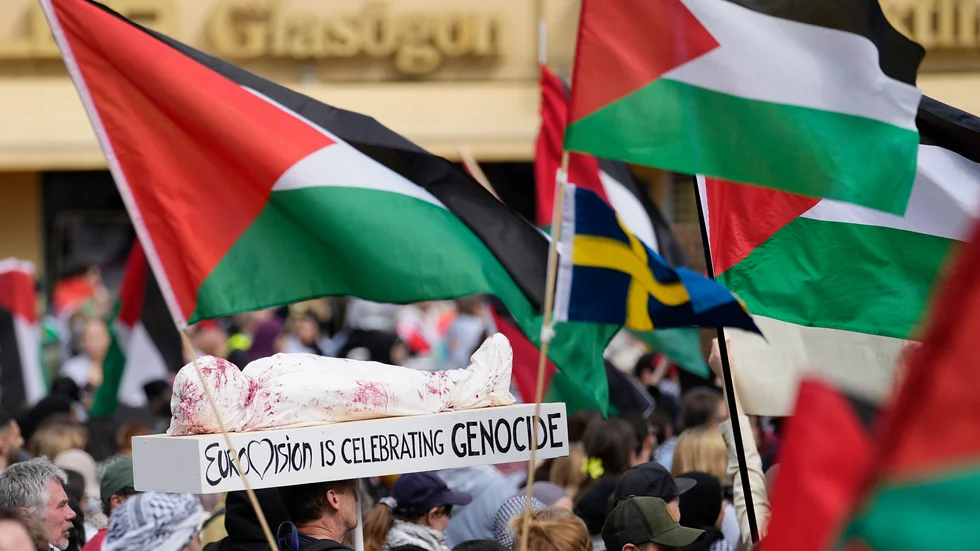 Protester mot Israel inför Eurovision.