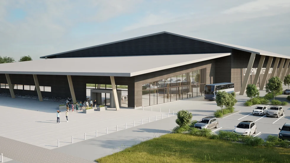 Är det här Linköpings nya bandyhall? Visualiseringsbild från delrapporten.