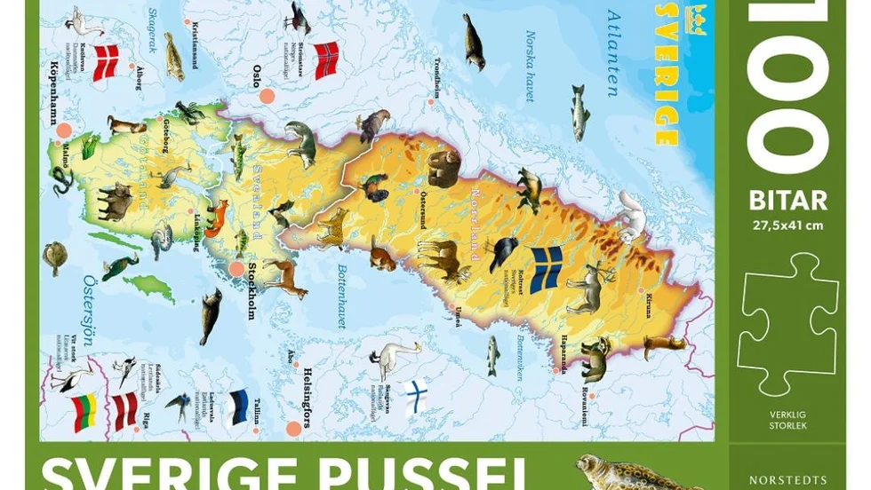 Sverige med djur Pussel, 100 bitar 