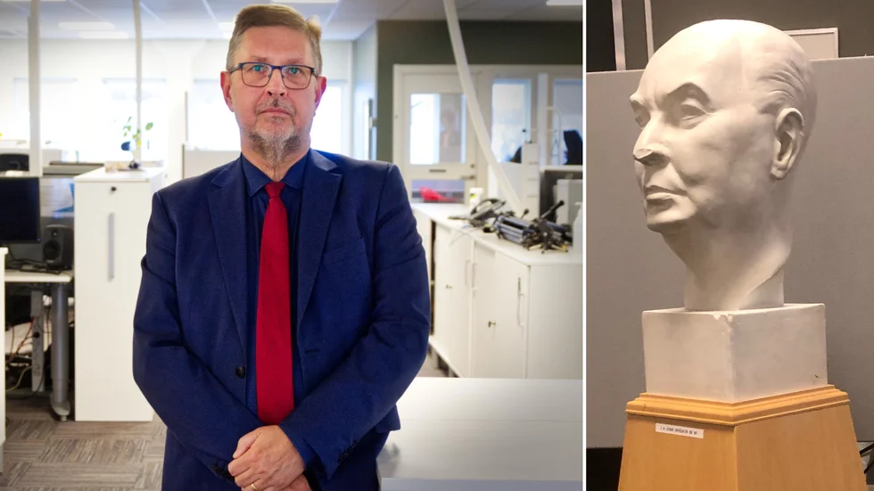 "Gör inga dumheter! Vårda NSD:s varumärke och identitet", skriver Olov Abrahamsson i sin sista text som NSD:s politiska chefredaktör och ansvarig för tidningens politiska linje som den uttrycks på ledarplats. (På bilden till höger syns NSD-legendaren O W Lövgren som alltjämt håller ett vakande öga över redaktionen.)