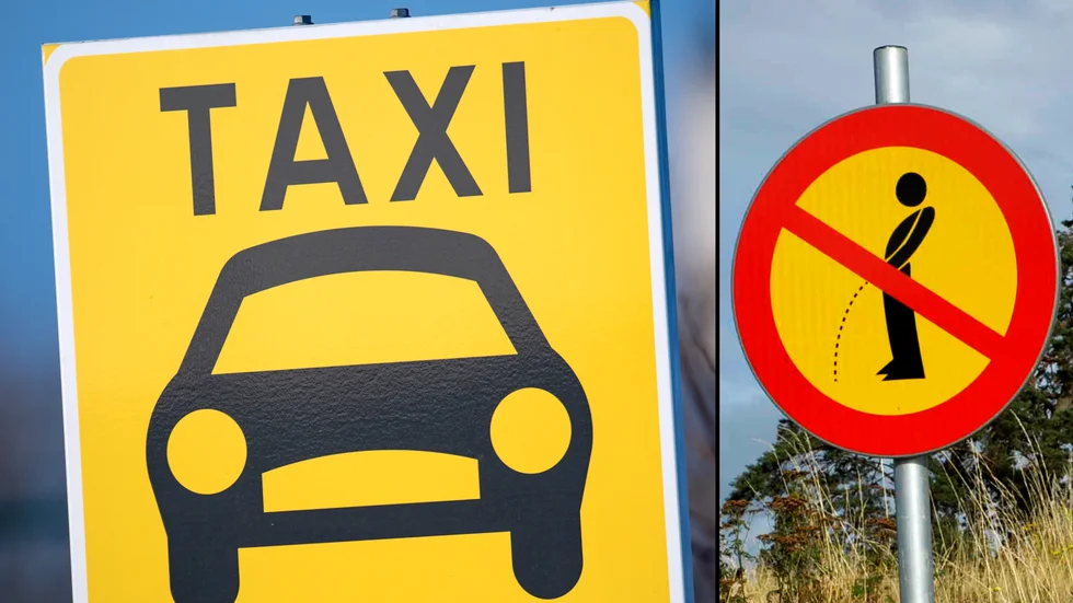 Mannen var kissnödig efter att ha väntat i en halvtimme på taxi. Polispatrullen ertappade honom när han stod och kissade.