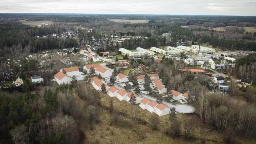 Visionsskiss över de nya bostäder som finns med i förslaget till ny detaljplan för ett område i Ekeby.