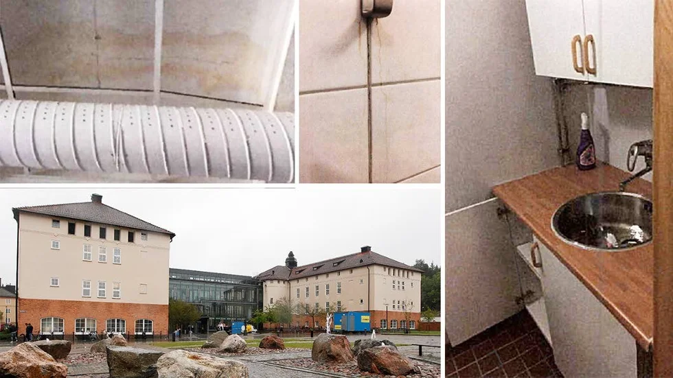 Thomasgymnasiet. Tak, väggar och golv på fyra våningar vattenskadades när en diskho svämmade över.