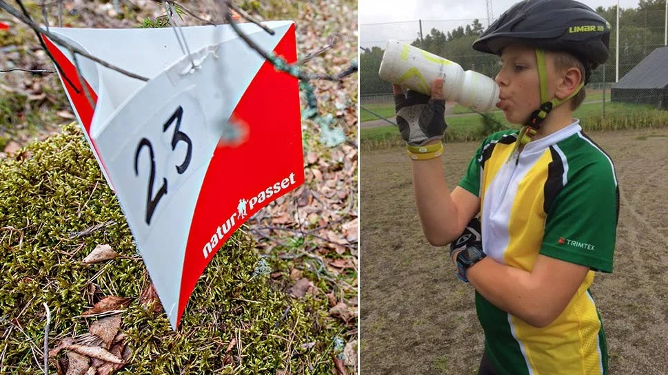 Karl Sundkvist efter segern i Östgötaserien i MTB-orientering.