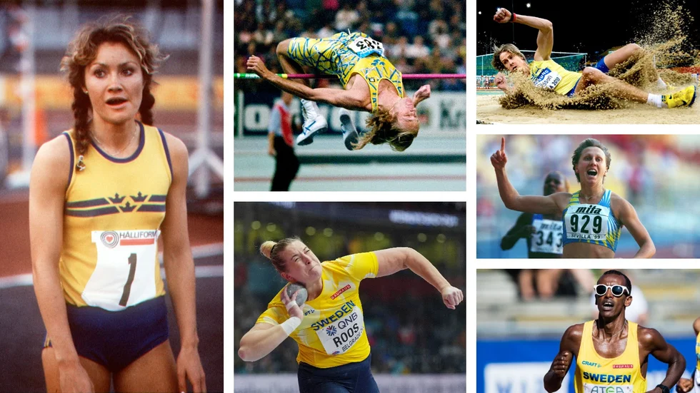 Svenska rekordhållare: Linda Haglund, Christian Olsson, Fanny Roos, Christian Olsson, Ludmila Engquist och Mustafa Mohamed.