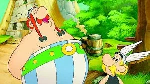 Animerad film. Asterix och Obelix, som vi är vana att se dem. I "Asterix och vikingarna" följer man förlagan till punkt och pricka. Foto: SF