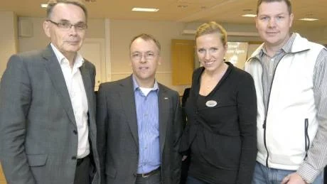 LRF konsult har genomfört en temakväll om generationsväxling i Gamleby. Från vänster: Conny Tyrberg, Roger Edström, Åsa Kock och Magnus Engström. Foto: Hans Brandin