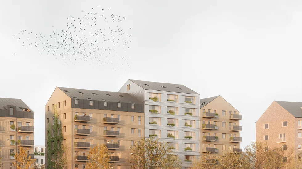 Byggnaderna kommer rymma en mångfald av bostadstyper och storlekar, enligt arkitektbyrån. Här är en skiss på hur det kan se ut.
