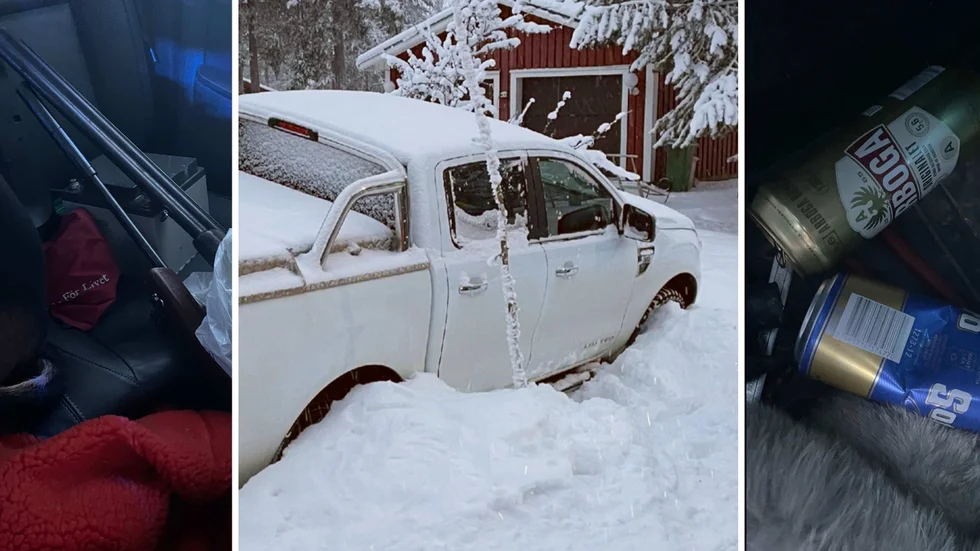 När den redlöst berusade mannen körde av vägen med sin hund i baksätet hade han två jaktvapen med sig, varav ett hade skott i magasinet. I bilen låg urdruckna ölburkar.