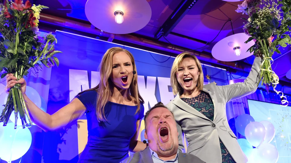 
Sara Skyttedal, David Lega och Ebba Busch på KD:s Europaparlaments-valvaka 2019. Det var då det.