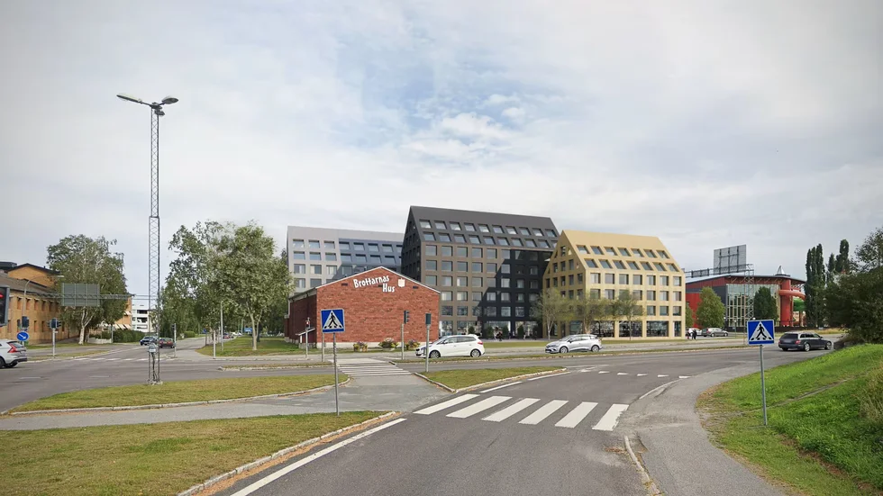 Visionsskiss över hur området kan se ut om Peabs planer blir verklighet.