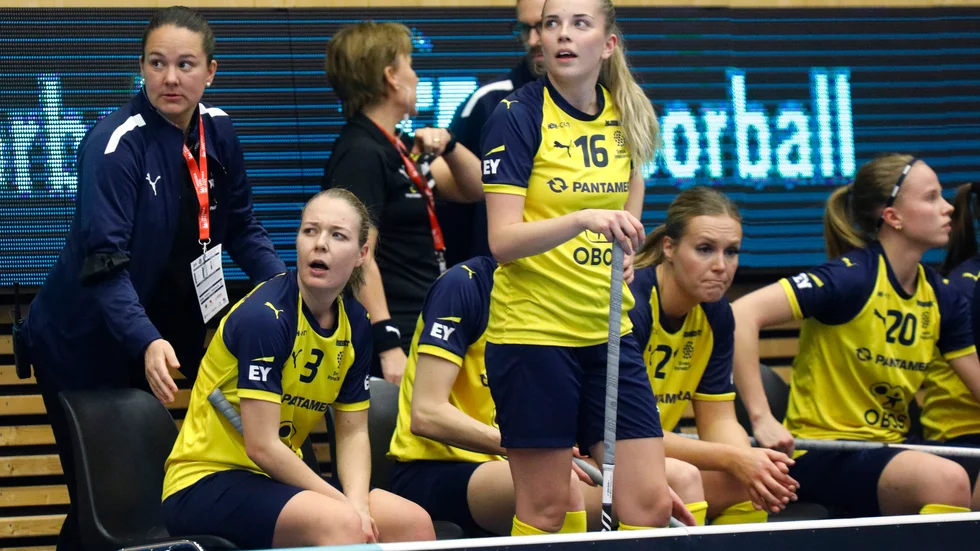 Förbundskaptenen Åsa Karlsson, Amanda Delgado Johansson och Moa Gustafsson. Arkivbild.