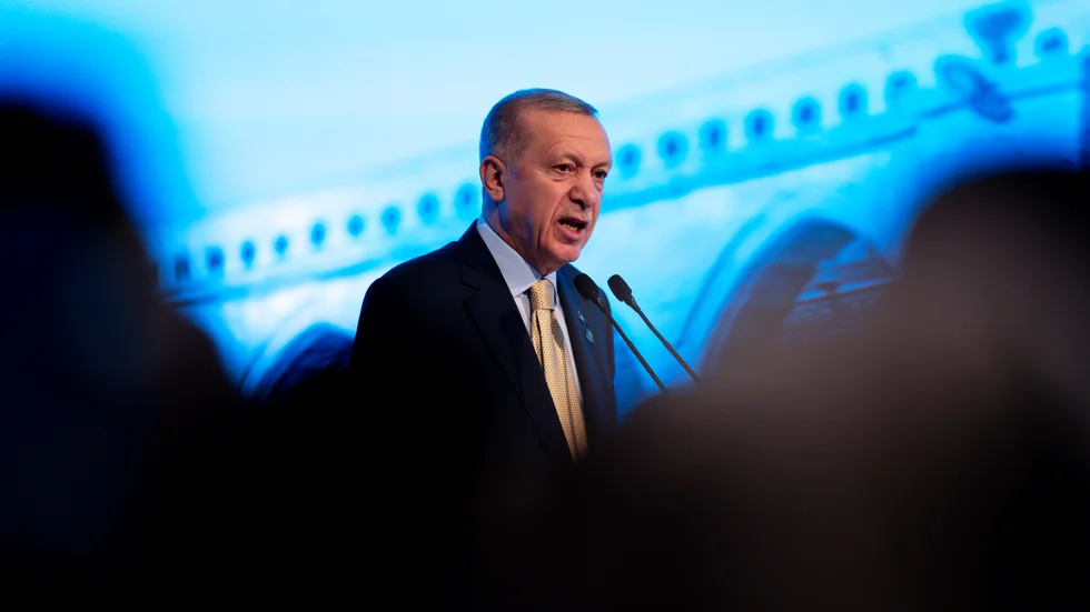 Recep Tayyip Erdogan. Bild från ett tal i Istanbul häromdagen.