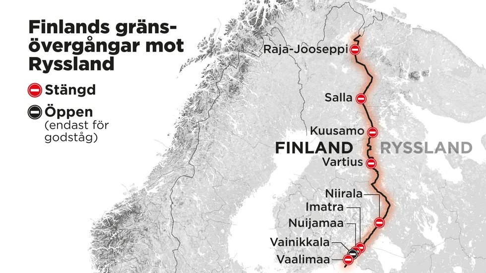 Finland stängde den sista öppna gränsövergången, Raja-Jooseppi, den 28 november mot Ryssland.
