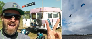 Vissa trivs i hårda vindar – se när kitesurfarna trotsade Hans