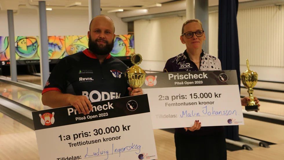 Älvsbykillen Ludvig Ingerskog och Nässjötjejen Malin Johansson var finalparet i Piteå Open i bowling. Det serverades riktiga rysare hela vägen under söndagens slutspel.