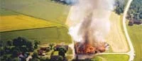Höfläkt orsakade brand i ladugård