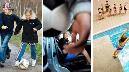 Nästan hälften av alla föräldrar skjutsar sina barn till träningar.