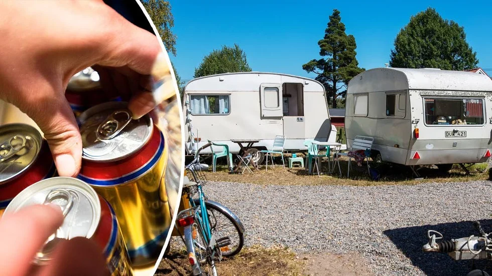 En berusad man slog sönder ett staket på en camping.