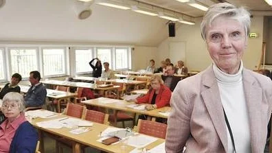 Barbro Westerholm var en av föreläsarna vid ett seminarium om äldres hälsa och säkerhet i Uppsala län på onsdagen.