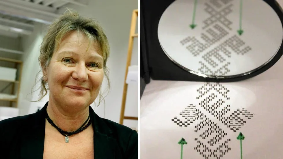 Upptäckten. Forskaren Annika Larsson utläser orden "Allah" och "Ali" i sin tolkning av vikingatida sidenband dunna i gravar.
