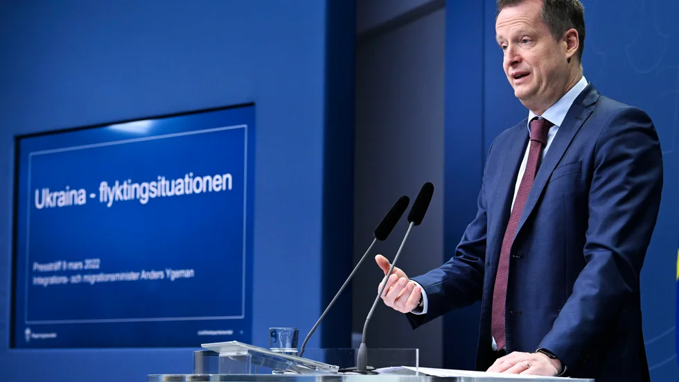 Integrations- och migrationsminister Anders Ygeman (S) kommenterar flyktingsituationen till följd av Rysslands invasion av Ukraina.