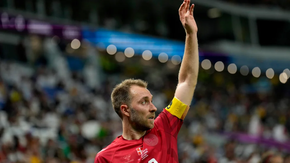 Christian Eriksen och Danmark åkte ut redan efter gruppspelet i VM i Qatar. Arkivbild.