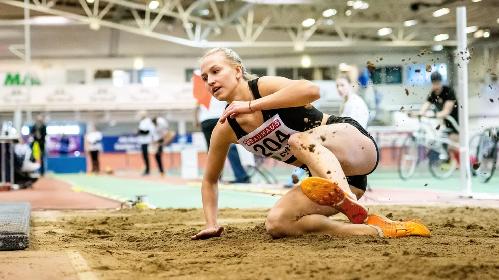 Maja Åskag under söndagens trestegsfinal på SM i Malmö.