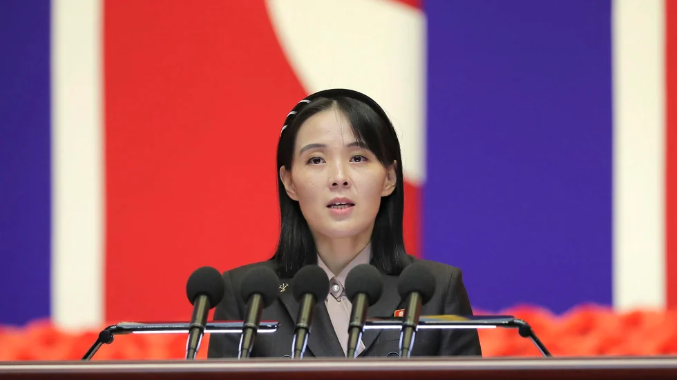 Nordkoreas ledare Kim Jong-Uns inflytelserika syster Kim Yo-Jung varnar USA och Sydkorea för att utöka sina gemensamma militärövningar. Arkivbild.