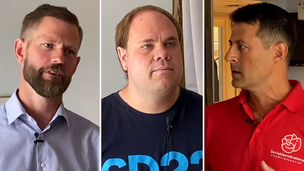 Mark Henriksson (M), Marcus Lejonqvist (SD) och Elias Georges (S) var inte överens om beslutet kring framtida inriktning på skolorna i Österstad, Klockrike och Fornåsa.
