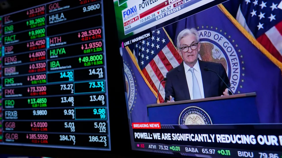 Onsdagens räntebesked från USA:s centralbank med chefen Jerome Powell (bilden) gör avtryck på Wall Street.