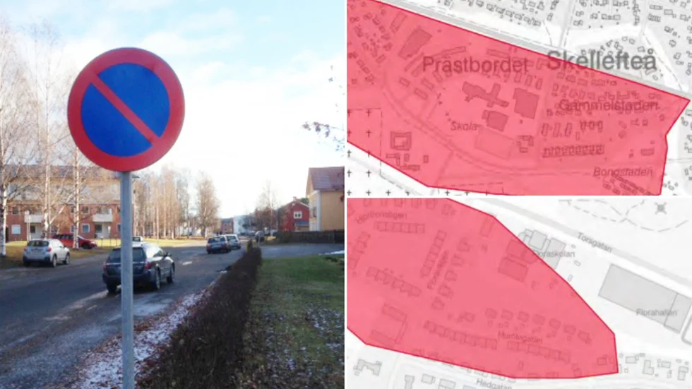 Områden med nya parkeringsförbud. Detaljerade kartor finns i texten.