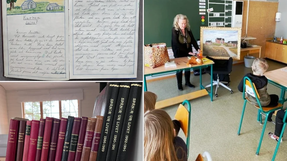 Kangos kultur och ekologiskola skänker sina elevers vardagsberättelser till Norrbottens museum. Bilden är hämtad från Kerstin Tuomas Larsson besök i skolan som är en av Norrbottens allra äldsta friskolor.