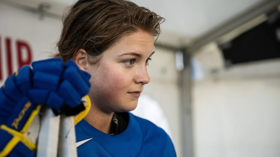 Arkivbild på LHC:s Jessica Adolfsson i landslagsmundering. Var hon spelar nästa säsong är inte bestämt ännu.