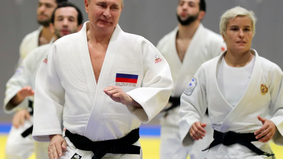 Rysslands president Vladimir Putin på en träning med det ryska landslaget i Sotji 2019. Arkivbild.